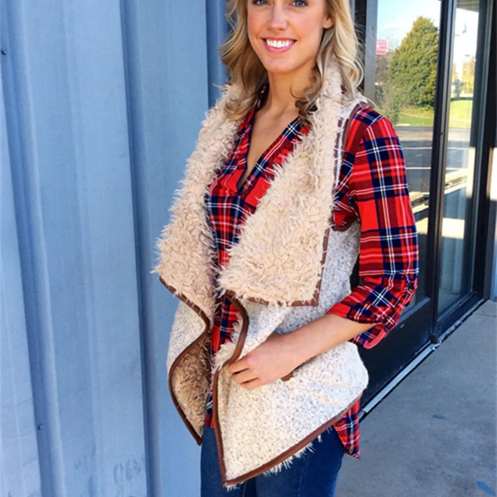 

Женский жилет из искусственного меха с монограммой, зимний теплый жилет с монограммой, Высококачественная женская зимняя верхняя одежда