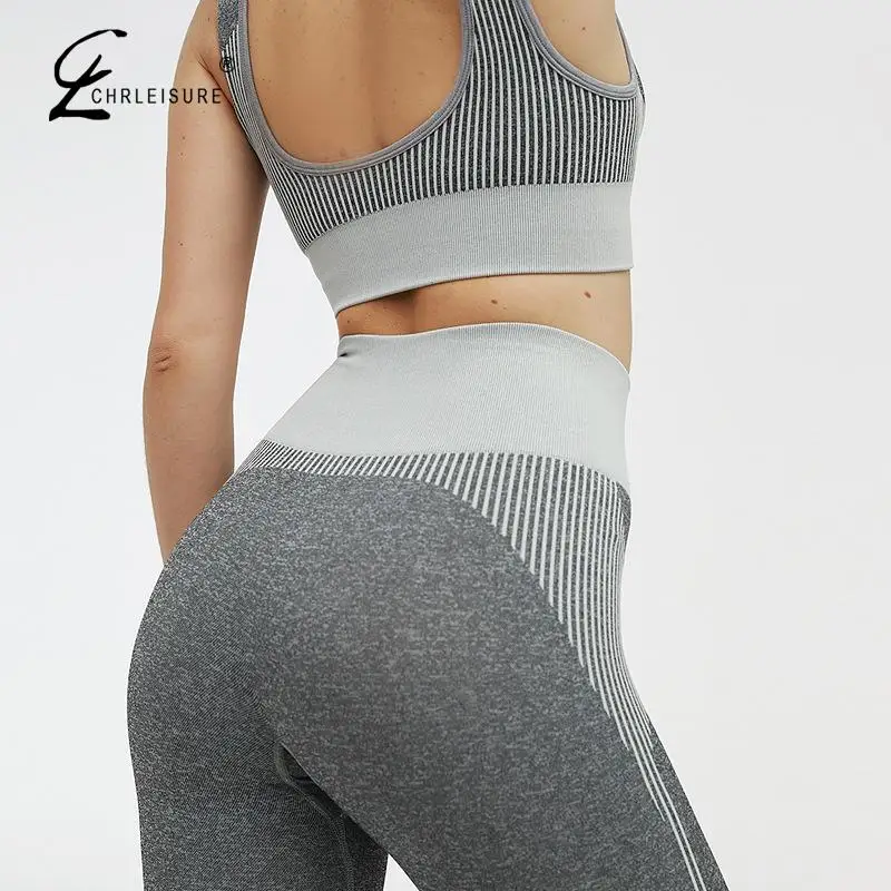 Комплект из двух предметов Женский трикотажный бесшовный костюм укороченный топ