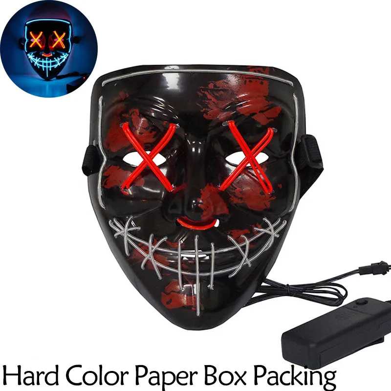 C-E-COLOR BOX Маска на Хеллоуин, светодиодный светильник, Вечерние Маски, маска для продувки, веселые маски, карнавальный костюм, светящиеся в темноте - Цвет: C-E-COLOR BOX