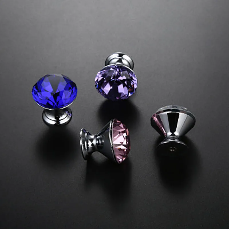 2 шт. мебельные ручки с кристаллами черные дверные Роскошный кухонный шкаф для