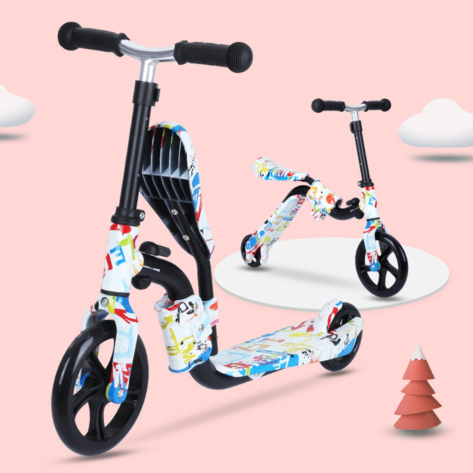 

2 In 1 Scooter and Balance Bike for Kids Scooter Folding Kick Scooter for Toddlers 3-12 Year Lightweight Scooter
