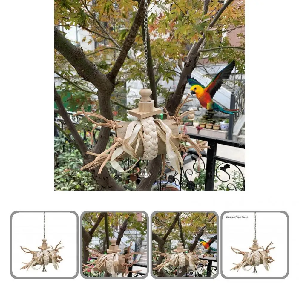 

Practical Durable Parrot Wooden Tube Toys Healthy Bird Play Toy Easy-hanging for Cockatoos