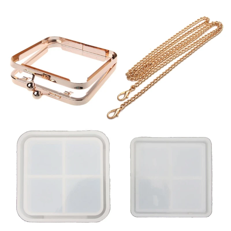 

Handmade Clear Silicone Square Bags Molds Dynamic Liquid Handbags Mold Quicksand Bag Resin Casting Mold Art Craft Tools