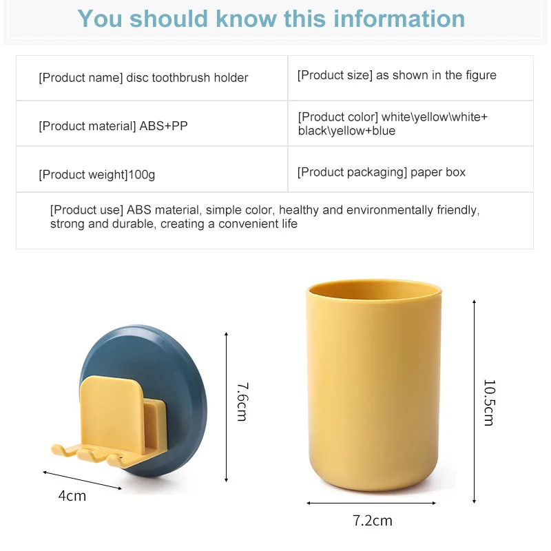 

Household Cup Set Toothbrush Rack ABS Material Toothbrush Rack Without Holes Creative Toilet Wall Rack Storage Box Toothbrush