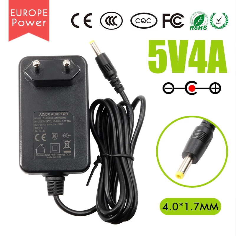 Оранжевый Pi 5V/4A Европейский адаптер питания для переменного тока в постоянный