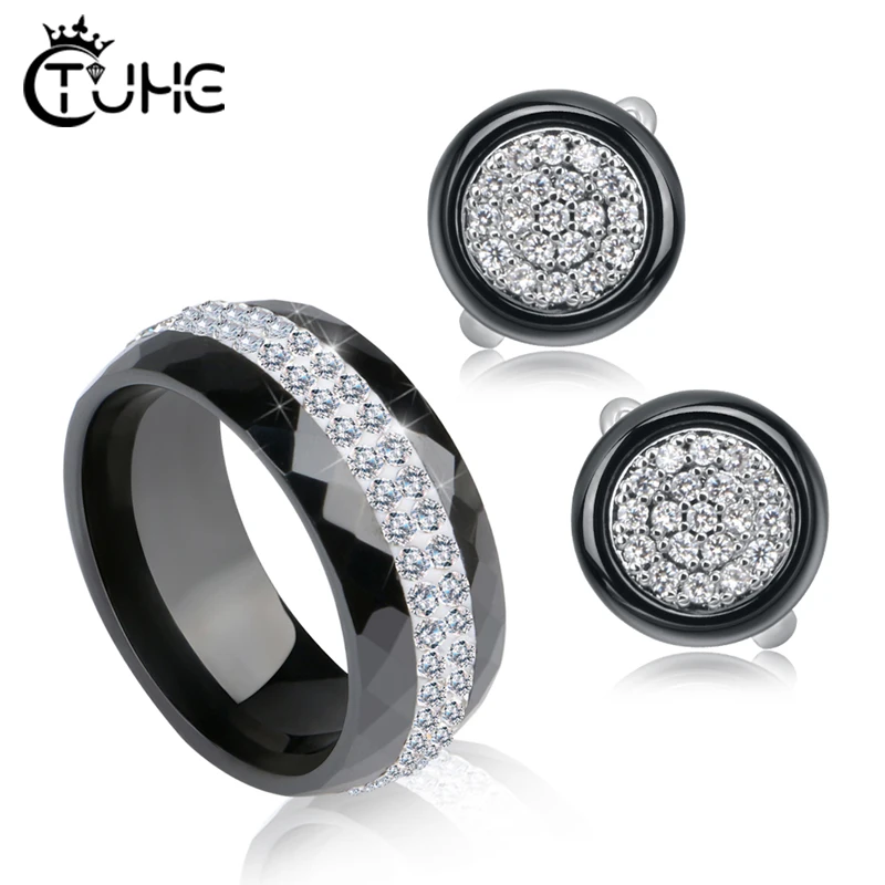 Женский ювелирный комплект из кольца и серёг с кристаллами|Ювелирные наборы| |