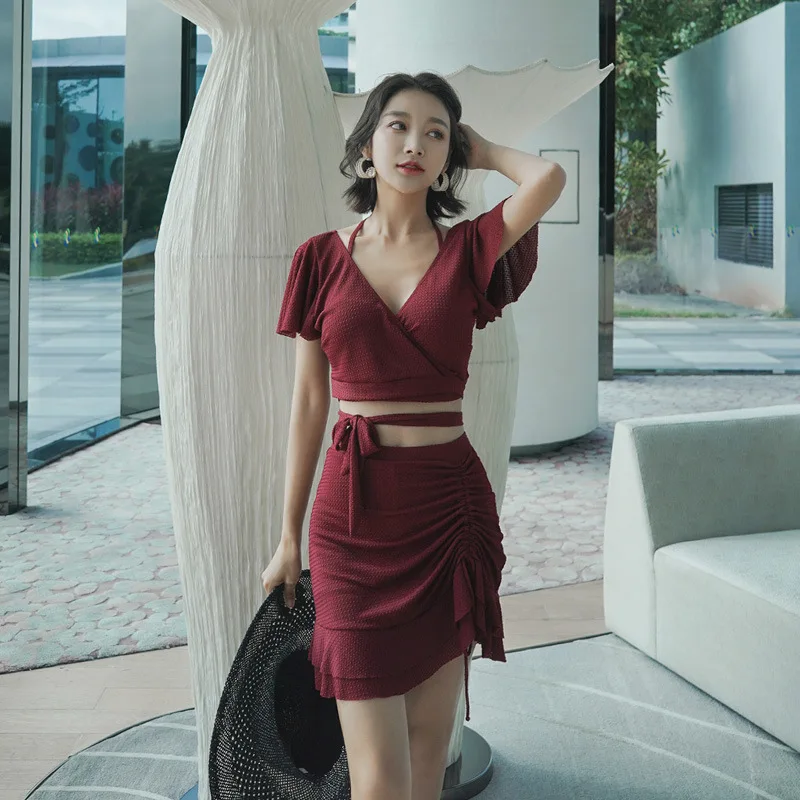 

2020 Rong Longferry Fourth Korean Literature Art Retro Simple Slimming Split Type Two-Piece Set Bathing Suit /30