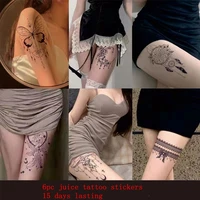 15 days ink juice temporary tattoos stickers women 6pc set waterproof lasting sexy dream catcher butterfly moon art fake tattoo
