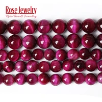 natural rose red tiger eye agates stone beads round loose spacer beads for jewelry making diy bracelets 15 strand 4 6 8 10 12mm