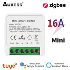 Умный мини-выключатель AUBESS Tuya ZigbeeWi-Fi, двухсторонний переключатель 16 А, автоматический выключатель для умного дома, работает с Alexa Google Home