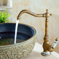 2021 basin brass faucets deck mounted bathroom rotate sink vintage porcelain copper faucet water mixer taps bronze crane tap