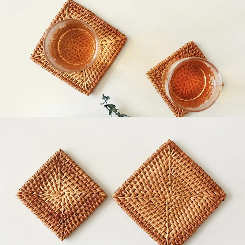 Handmade Weave Non-slip Placemat Round Insulation pads Table Mats Pads Home Decor 6pcs/lot Creative Coasters Set Cup Cushion | Дом и сад