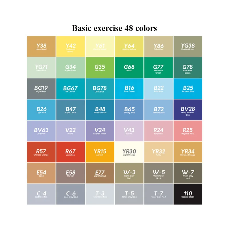 Basic-48colors Croma Двойные головки для рисования 12/24/36/48/60/72/216 Цвета Водонепроницаемый эскиз жирной на спиртовой основе маркер для аниме студентов дизайн - Цвет: Basic-48colors