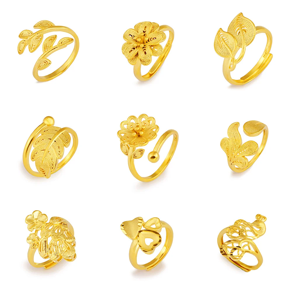 

24K Gold Color Twisted Exquisite love lady loop Geometric Rings for Women Minimalist wedding Ring Vintage Indian finger Jewelry