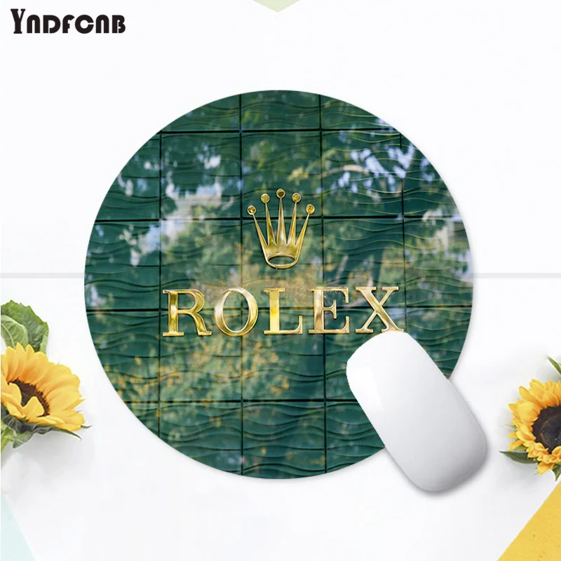 

YNDFCNB Rolexs Luxury Brand Customized laptop Gaming round mouse pad Anti-Slip Laptop PC Mice Pad Mat gaming Mousepad