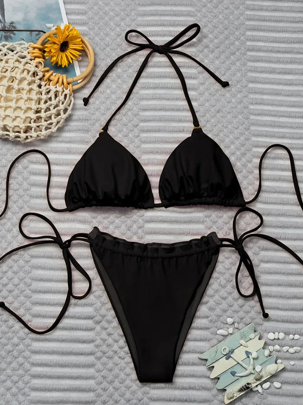 

Sexy Micro Bikini 2021 Swimsuit Women Swimwear Halter Push Up Bikini Two-piece Bathing Suit Brazilian Beachwear Summer Biquini
