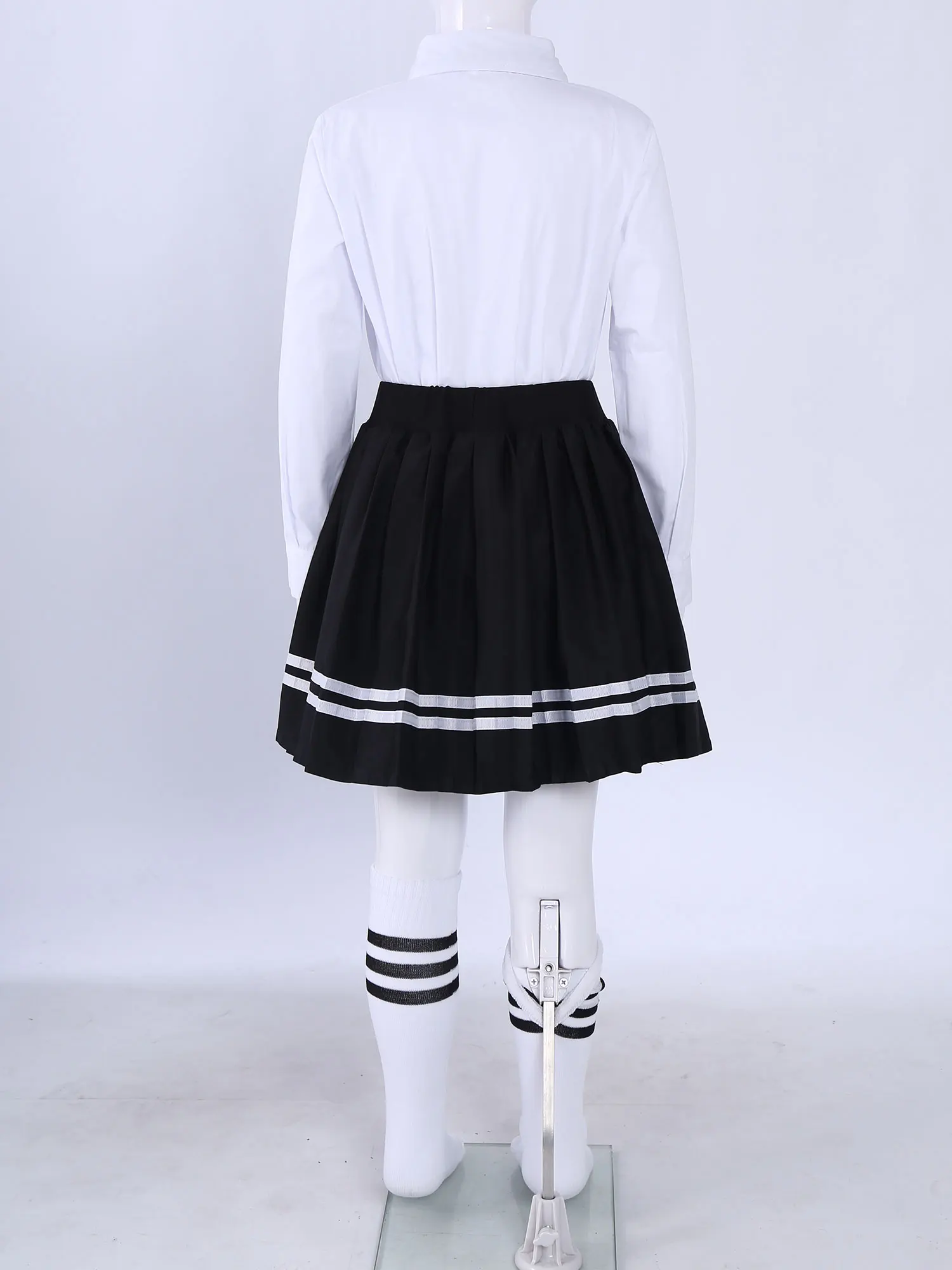 Girls Japanese Costumes Kids Student School Uniform Outfit Shirt Pleated Skirt with Stocking for Cosplay Stage Performance 2022