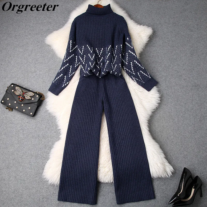 Зимние теплые пуловеры с высоким воротником свободный свитер комплект из 2