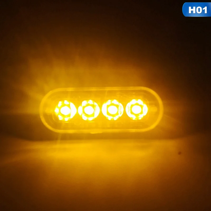 CLG0361H01 4 мигающий светодиод Предупреждение светильник Strobe решетка огни мигающий светильник бар для грузовиков автомобильный проблесковый маячок Amber цвет: желтый, белый движения светильник 12 V-24 V - Цвет: CLG0361H01