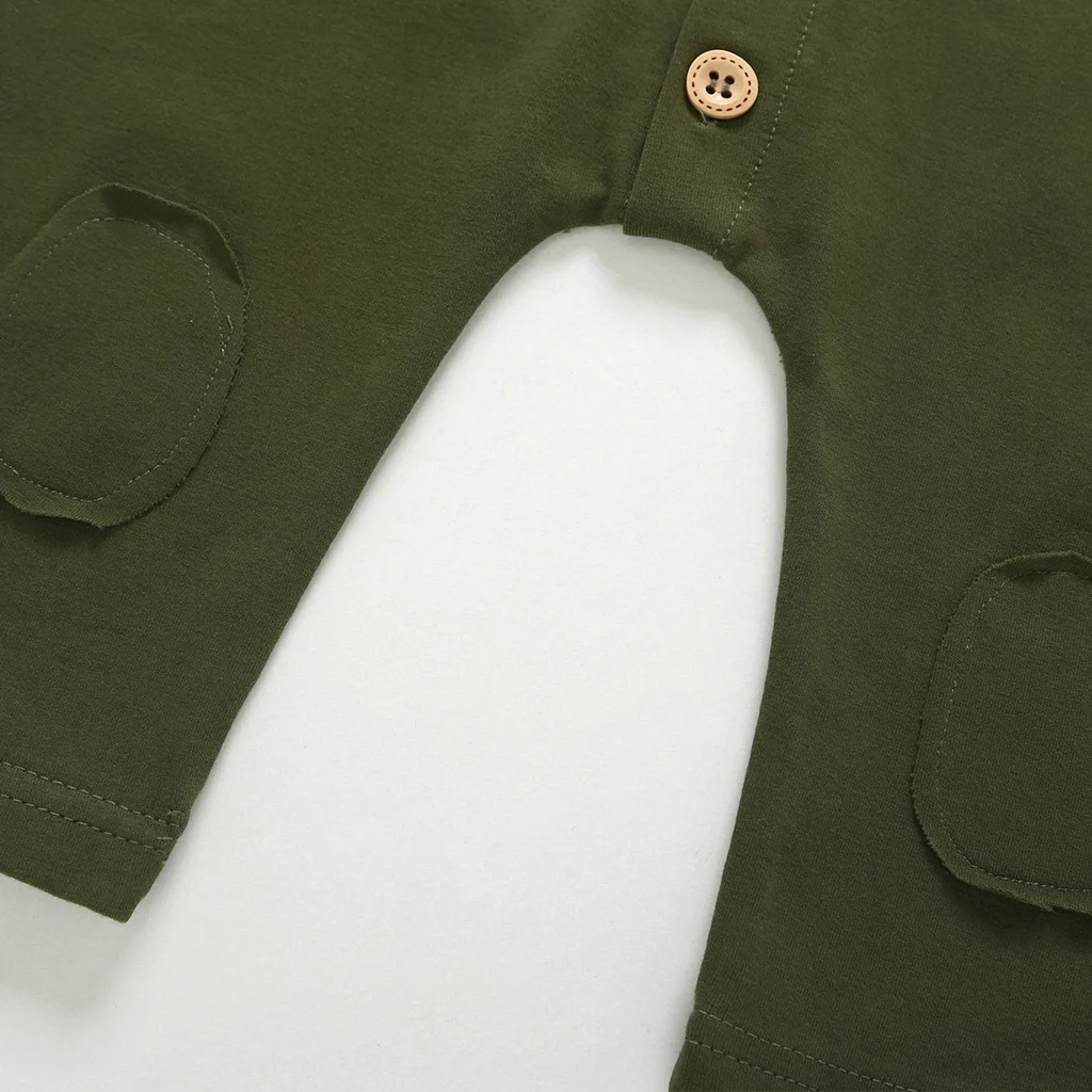 Детский комбинезон Армейский зеленый с длинными рукавами Одежда для маленьких