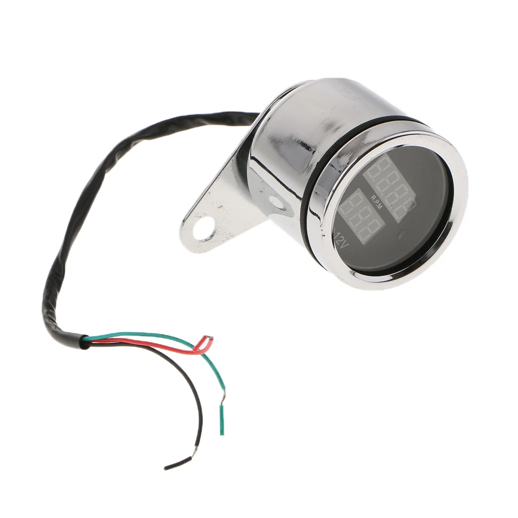 62 мм светодиодный цифровой вольтметр напряжение Тахометр RPM датчик 2 в 1 Guage