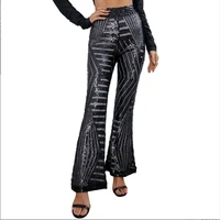 womens sequins glitter casual pants new womens pants sequins party prom high waist flared pants thin wide leg pants clothes