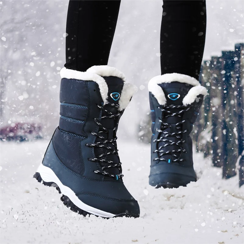 

Waterproof Winter Shoes Women New Non-slip Outdoor Snow Boots Woman Platform Keep Warm Ankle Boot Thick Fur Heels Botas De Mujer