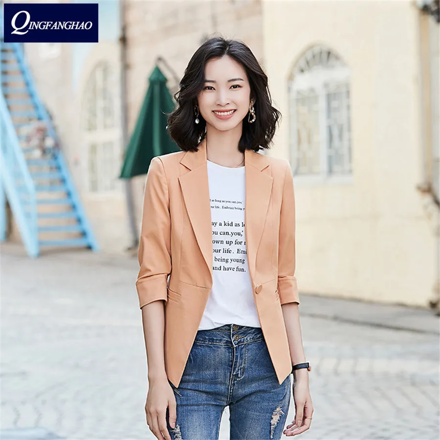 Профессиональный Маленький блейзер для женщин на весну и лето, модная темпераментная рубашка с рукавом средней длины, тонкая, Корейская, по... от AliExpress RU&CIS NEW