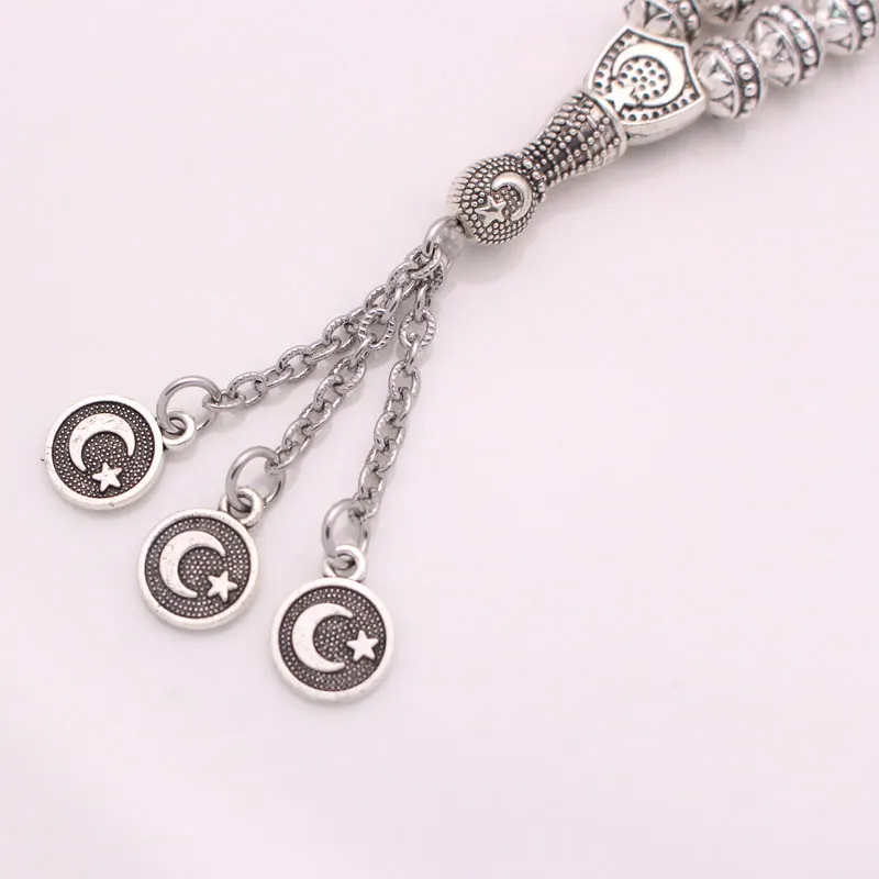 Ottoman Turkish Persian Crescent Moon Star Amulet Prayer 33 beads tasbih bracelets muslim Tasbih Allah Rosary