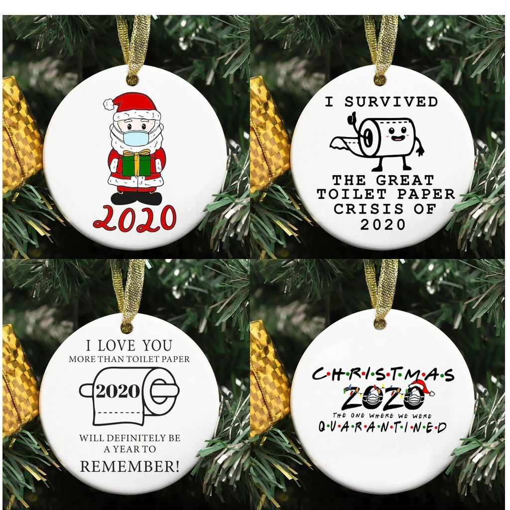 

Personalized Quarantine Christmas Ornament Survived 3 "Circle Maize Decor