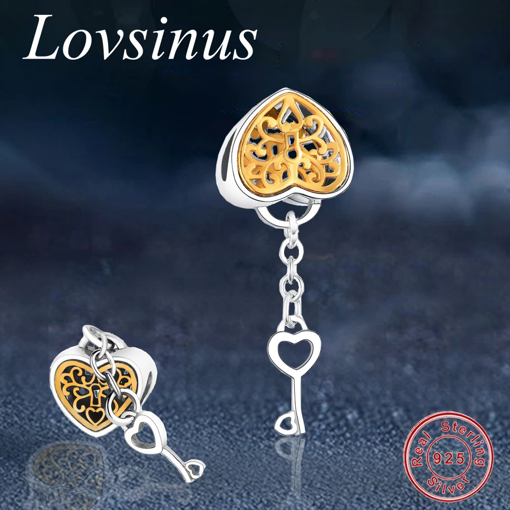 

Heart-shaped Padlock Charm Fits Original Europe Charms Bracelet 100% 925 Sterling Silver Lock Bead Key To My Heart DIY Pulseira