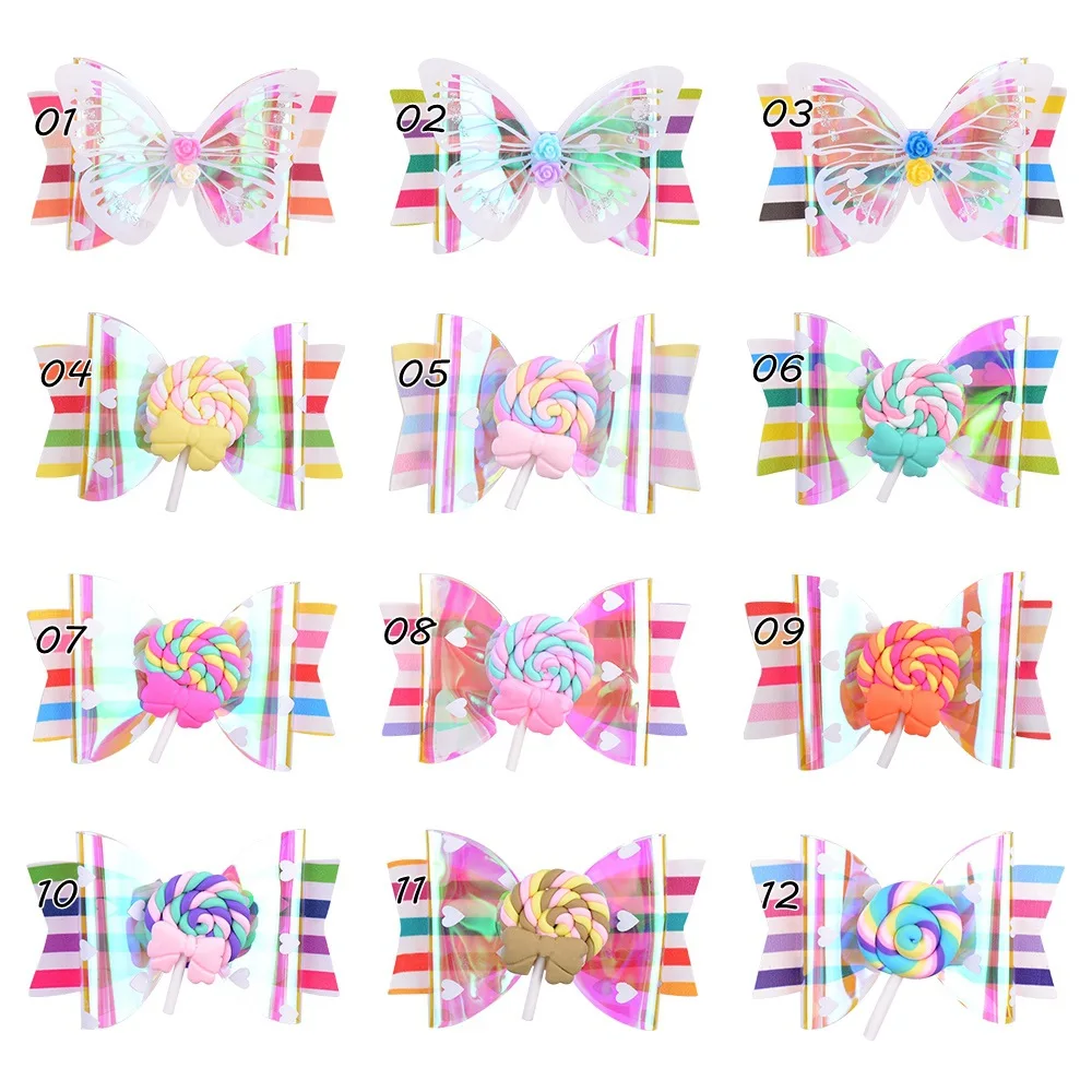 

20 pcs/lot, 3.5 Inches Butterfly Flower Hair Bows Lollipop Hair Clip for Kids Girls Boutique Hairgrips Handmade Headwear