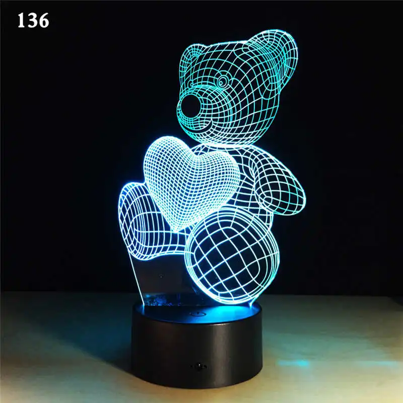 3D ночник с изображением медведя любви светодиодный животных домашний декор