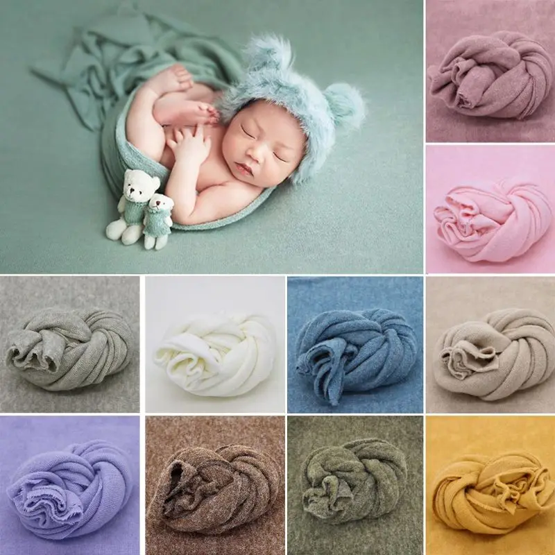 

Newborn Photography Props Blanket Baby Cotton Stretchable Swaddle Wrap Accessory K1KC