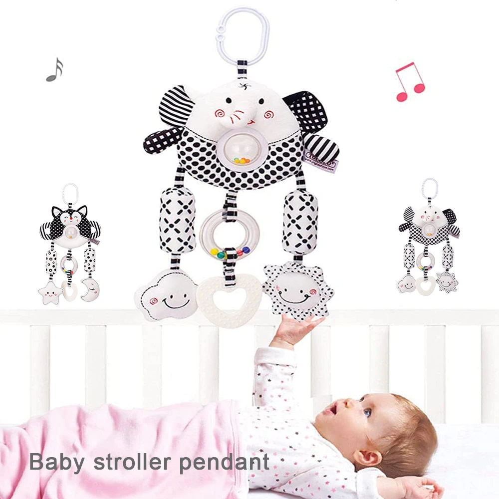 

Подвесная игрушка детская коляска с колокольчиком, плюшевая игрушка-погремушка в виде животного для новорожденных мальчиков и девочек от 0 ...