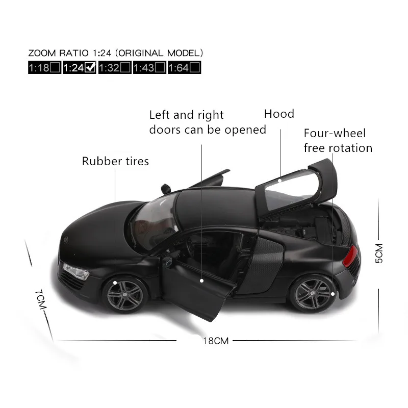 Maisto 1:24 Audi R8, модель автомобиля из сплава, модель автомобиля, украшение автомобиля, коллекция, Подарочная игрушка