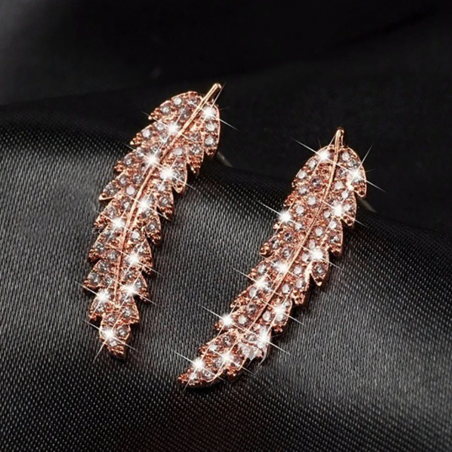 2021 модные ювелирные изделия позолоченные блестящие серьги в виде листьев из