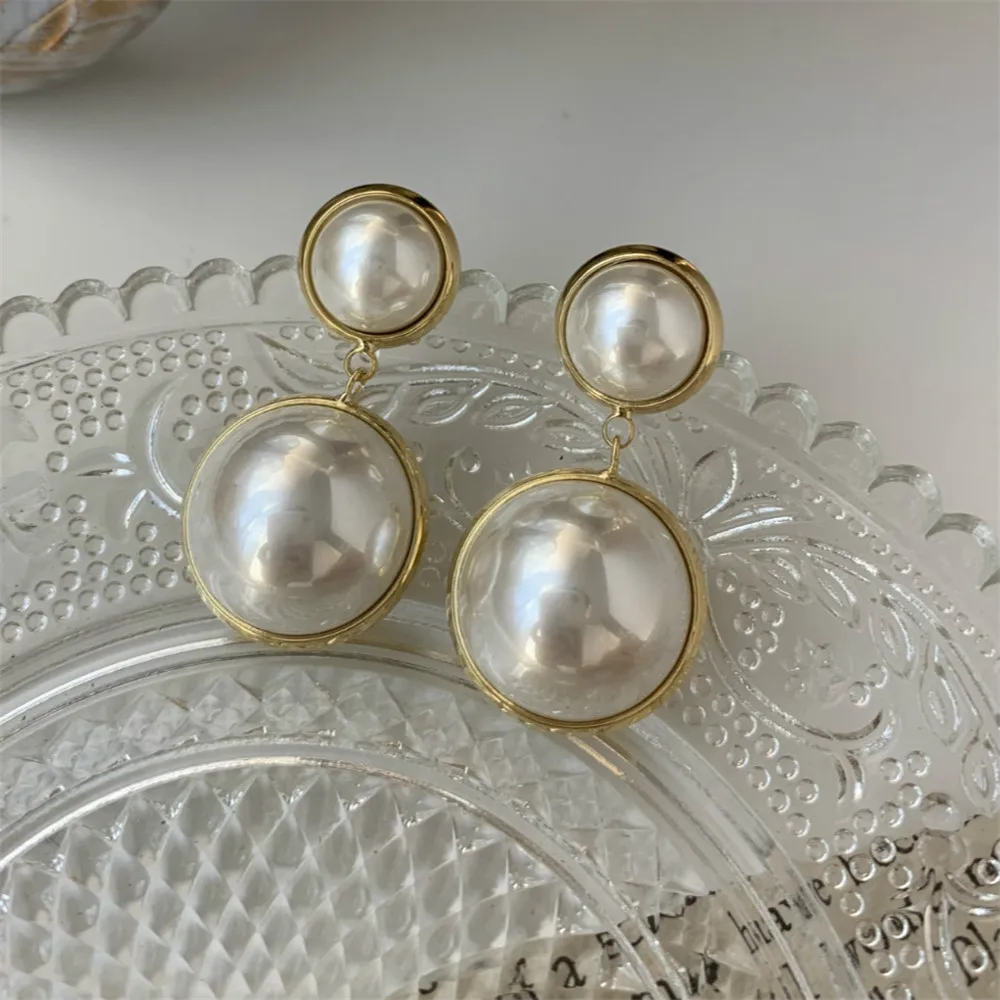 

New Baroque Cool Style Temperament White Pearl Earrings Pendants For Women 925 Sterling Silver Fashion Ear Ring Fine Jewelry