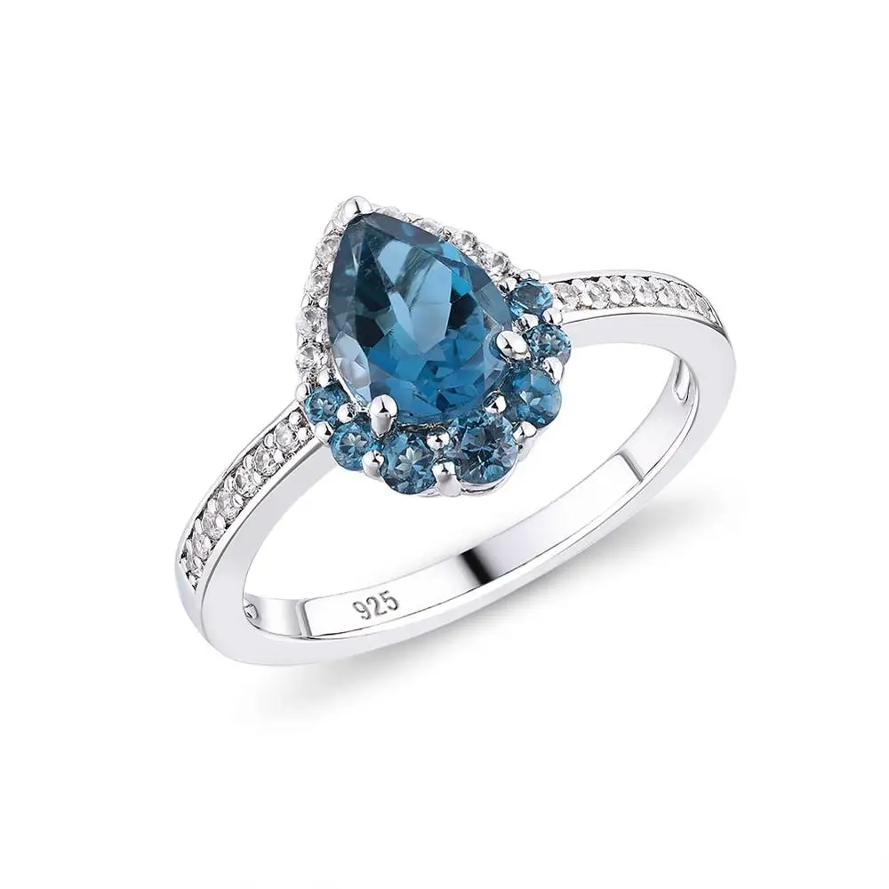 

GZ ZONGFA Exquisite Luxury Shiny Natural Blue Topaz ring women Gemstone 100% Pure 925 Sterling Silver Fashion Jewelry Ring