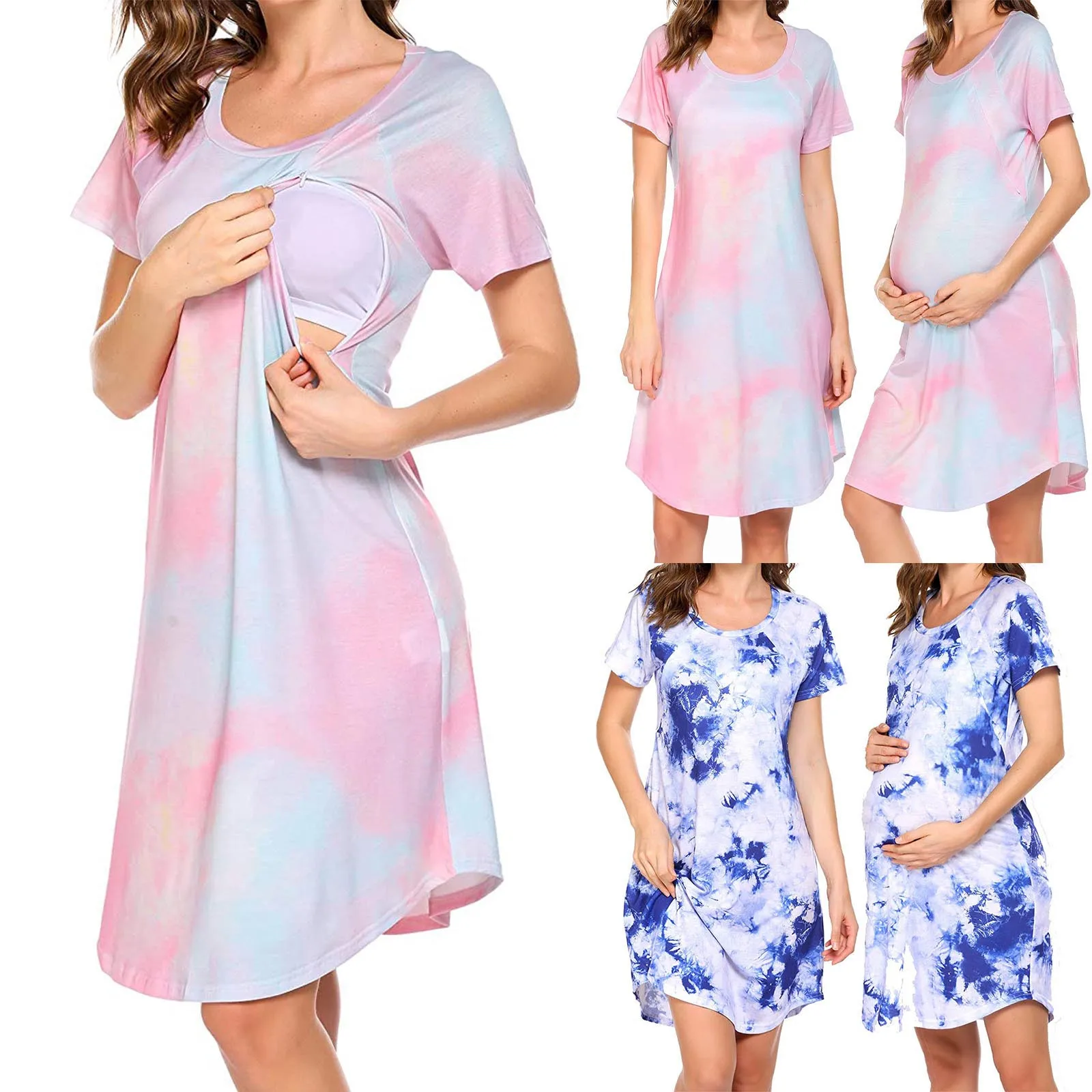 

Pregnant Women Maternity Clothes Breastfeeding Colorful Casual Dress Pajamas pregnancy clothes dress robe allaitement été