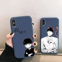 anime bj alex phone case for iphone 13 12 mini 11 pro xs max x xr 7 8 6 plus candy color blue soft silicone cover