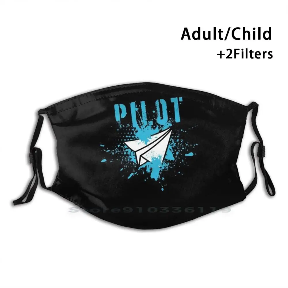 

Paper Plane Pilot Adult Kids Washable Funny Face Mask With Filter Paper Plane Pilot Airplane Aviator Fly Paraglider Glider Glide