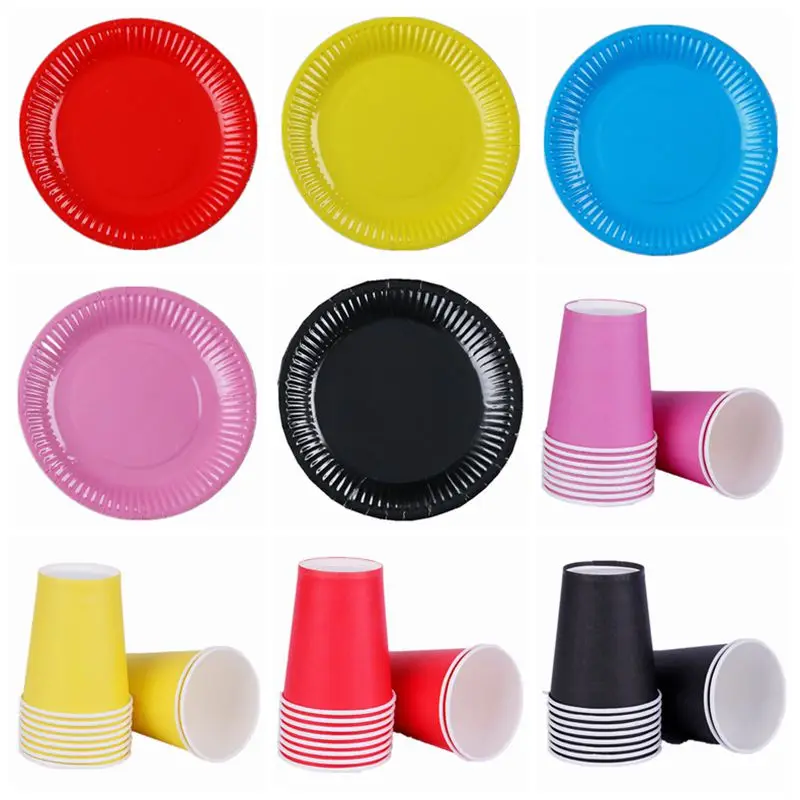 Розовая черная одноразовая посуда Чашка Шампанского тарелка скатерти детский