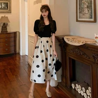 long skirts for women summer 2021 new korean polka dot print mid length a line skirt
