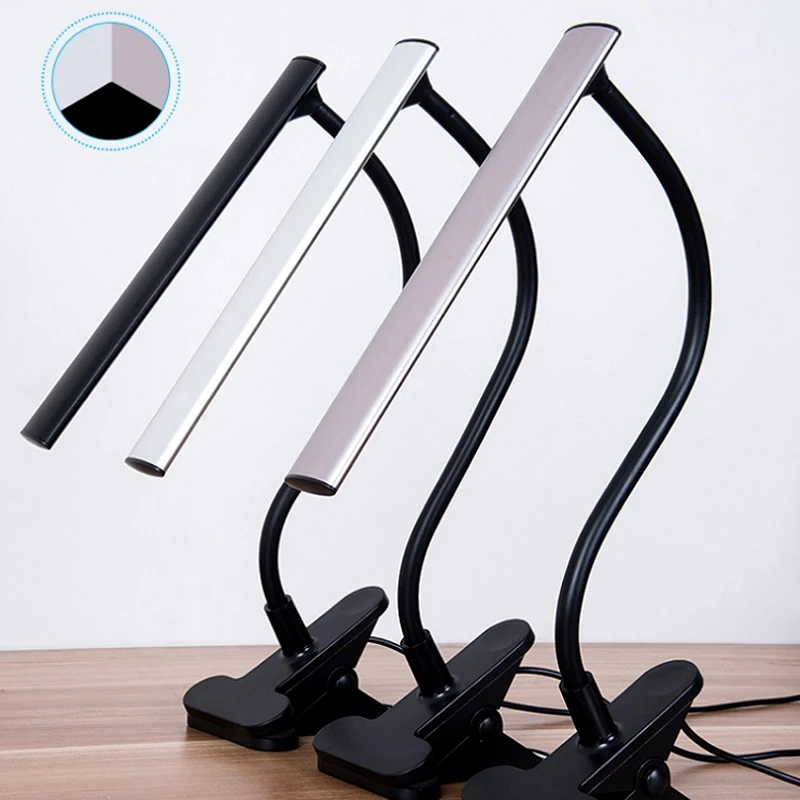 Светодиодная лампа для чтения с зажимом светодиодная настольная 3 цвета X3 Dimable