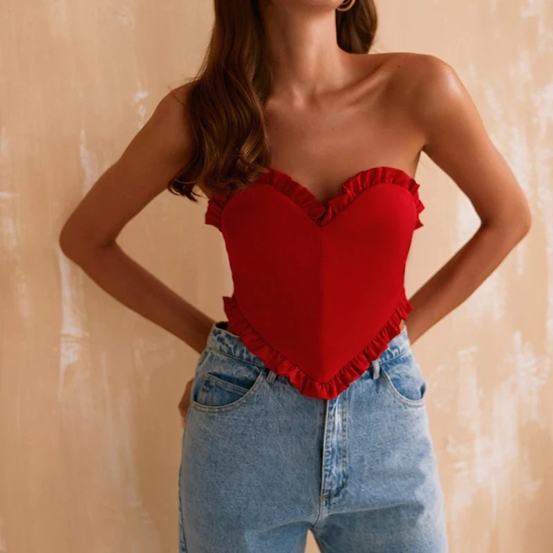 

BKLD женские милые сердцу Форма мини застежкой-молнией на спине, с открытыми плечами, на шнуровке, с низким вырезом на спине с рисунком эвкалиптовых деревьев, футболки с короткими рукавами для детей от складок уличная одежда кроп-топ