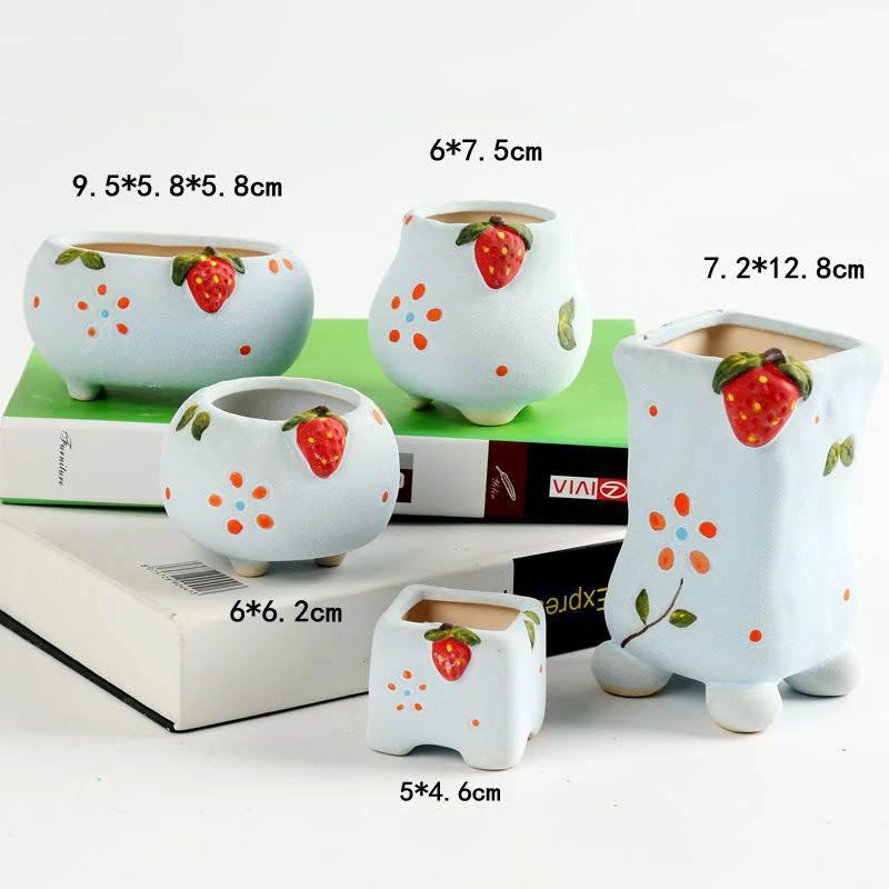 Мини керамический горшок для растений с суккулентами ручная работа розовая