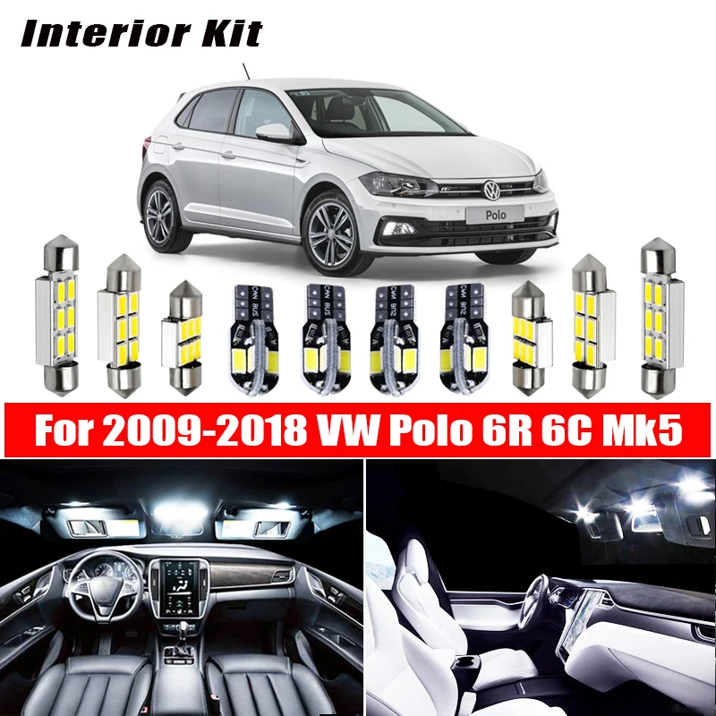 12 шт. светодиодные лампы для Volkswagen VW Polo 6R 6C Mk5 2009 2018 комплект светодиодного