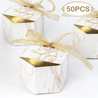ourwarm 3050pcs marble style candy boxes diamond wedding favors for guest party supplies paper thanks gift boxes