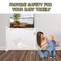Indoor Outdoor Retractable Gate Child Mesh Safety Door Pet Dog Fence Gate Safe Guard Protection Baby Security Stairs Door